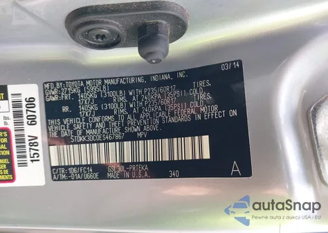 2014 Toyota Sienna Le V6 7 Passenger Auto Access Seat/Le V6 7 Passenger Mobility/Le V6 8 Passenger z USA, uszkodzony, nr VIN 5TDKK3DC0ES467867